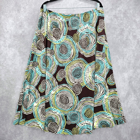 Vintage Y2K Brown Abstract Circle Midi Skirt Plus 20W