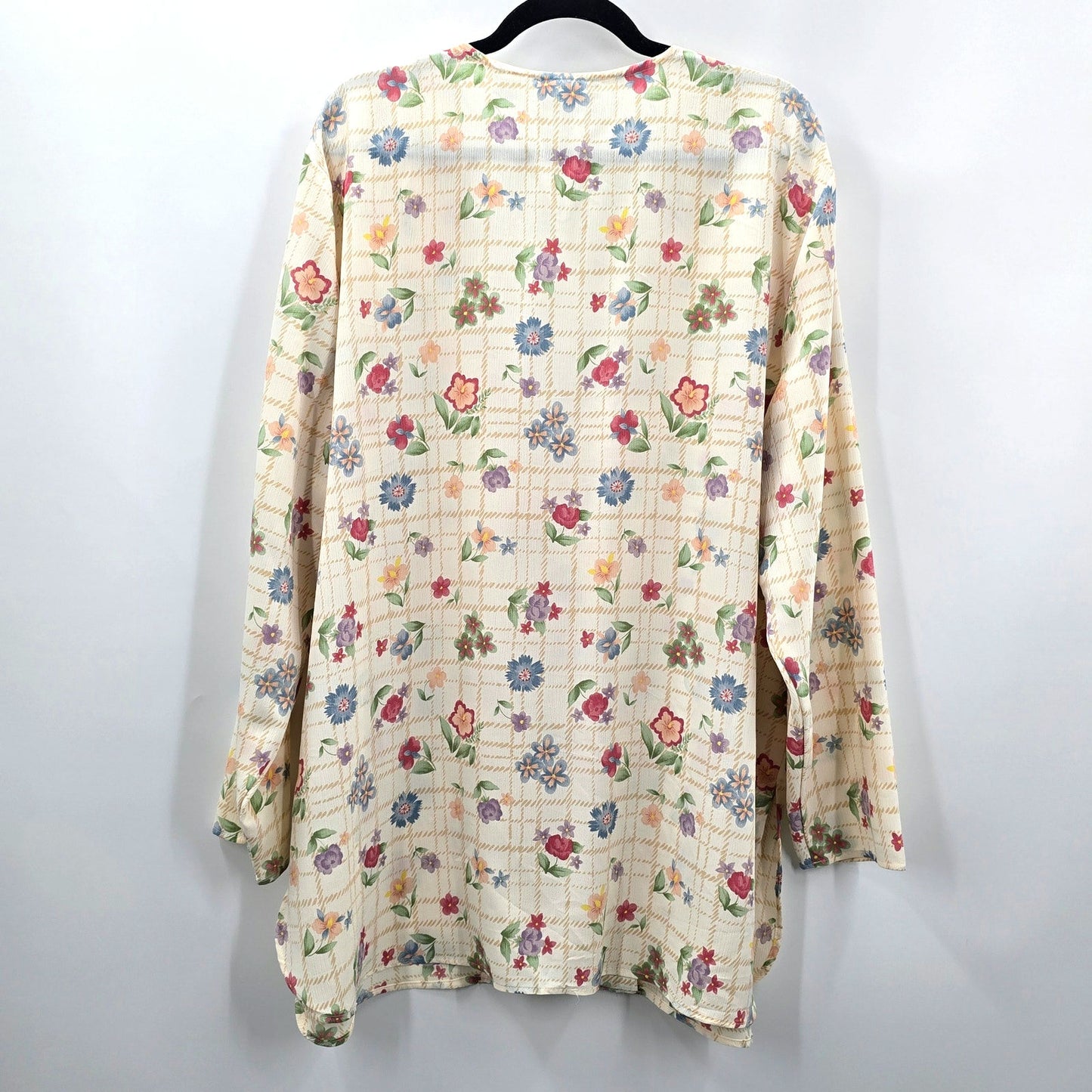 The Villager Cream Floral Button Long Sleeve Blouse Top Shirt Plus 20W