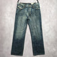 Remode Inc Blue Fade Button Denim Mens Jeans Pants 34x40