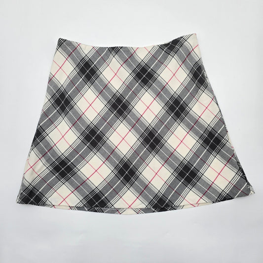 Tailor Black White Gingham Plaid Zip Short Mini Prep Skirt Plus 14