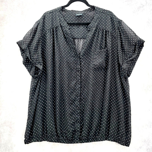 Torrid Black Sheer Polka Dot Blouse Shirt Top Plus Size 3XL