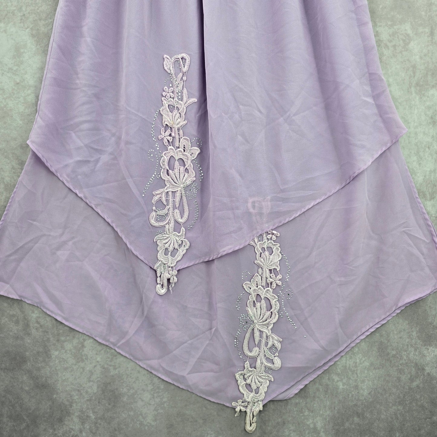 J. Jill Purple Lace Asymmetrical Rhinestone Layer Split Side Skirt Plus 4XL