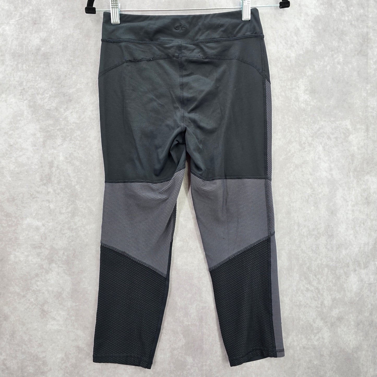 Champion Gray Black Stripe Cropped Active Legging Pants Bottoms Small