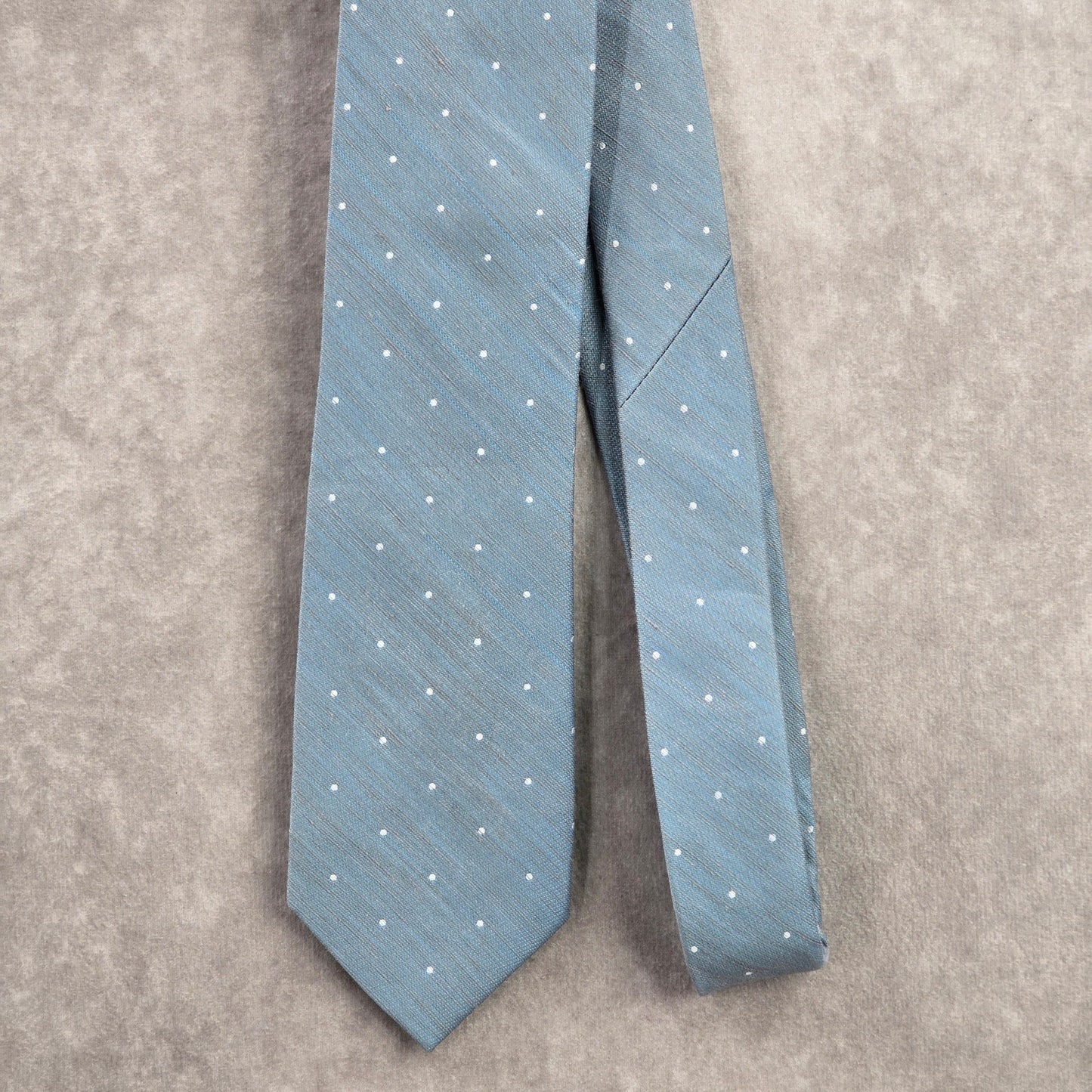 Tie Bar Blue White Polka Dots Geometric 20% Linen 80% Silk Men's Neck Tie NWOT