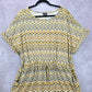 Tacera Yellow Chevron Mini Pocket Dress Plus 2XL