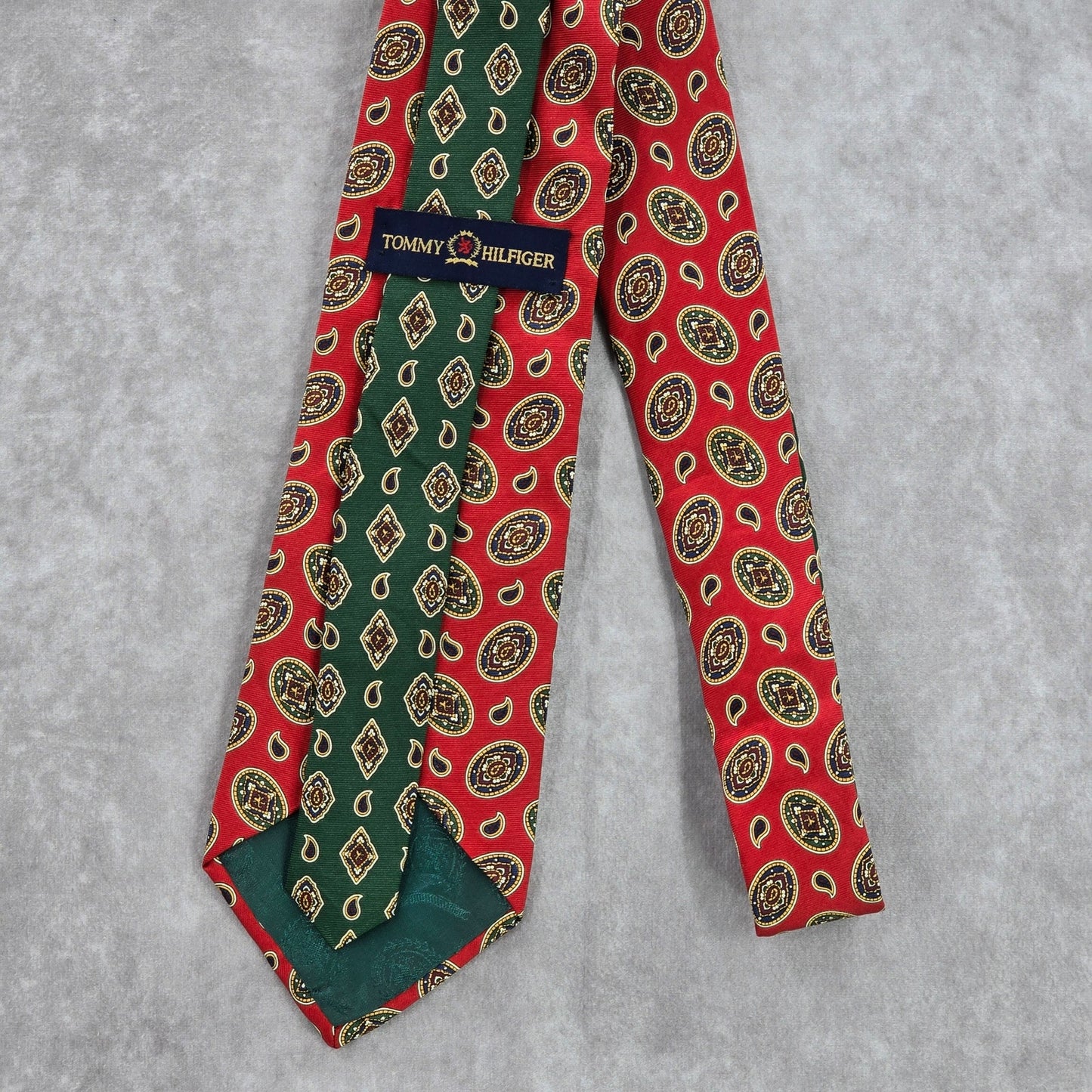 Tommy Hilfiger Red Floral Paisley Geometric 100% Italian Silk Mens Neck Tie NWOT