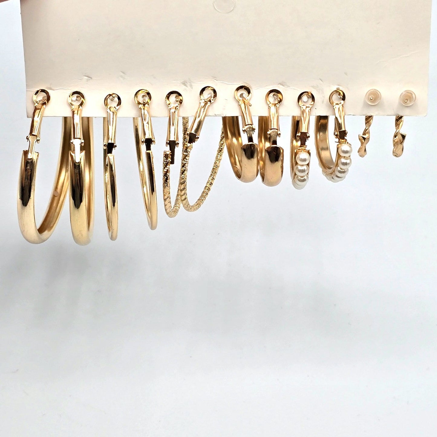 Gold Hoop Dangle Stud Earring Set of 6 Fashion Jewelry NWT #E202