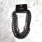 Phoebus Accessories Black Chunky 3 Layer Chain Link Necklace NWT