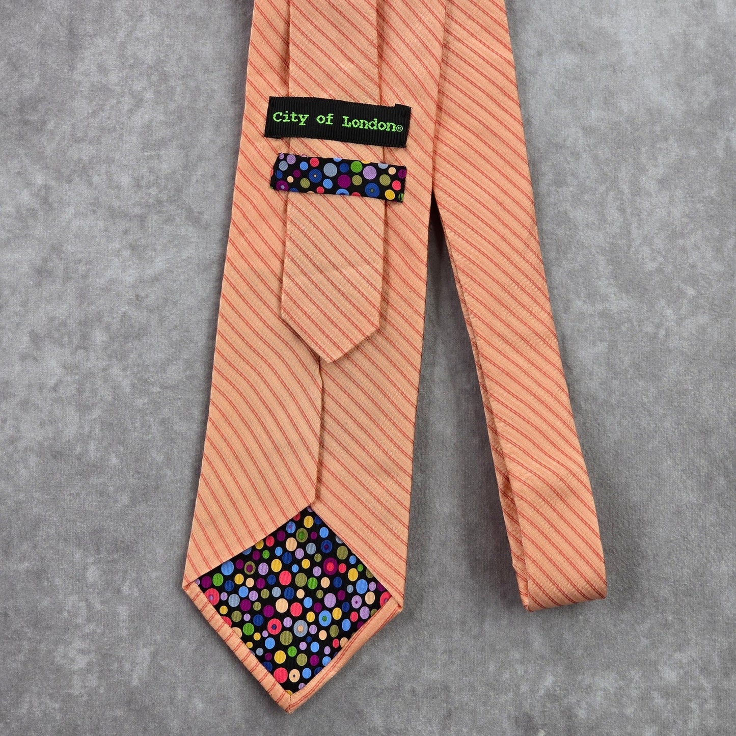 City of London Orange Pink Stripe Geometric 100% Silk Men's Neck Tie NWOT