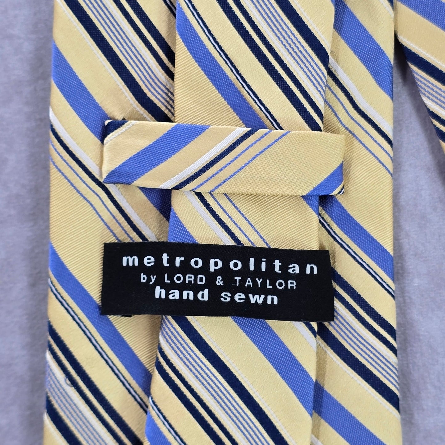 Lord & Taylor Metropolitan Yellow Stripe 100% Silk Men's Neck Tie NWOT