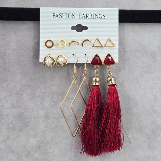 Zara Gold Red Tassel Drop Dangle Hook Fashion Jewelry Earrings NWT JB2-67