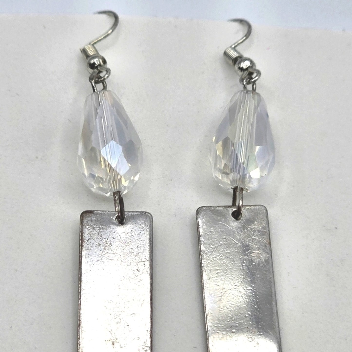 Zara Silver Tarnished Tone Bead Bar Dangle Hook Earrings Fashion Jewelry E25