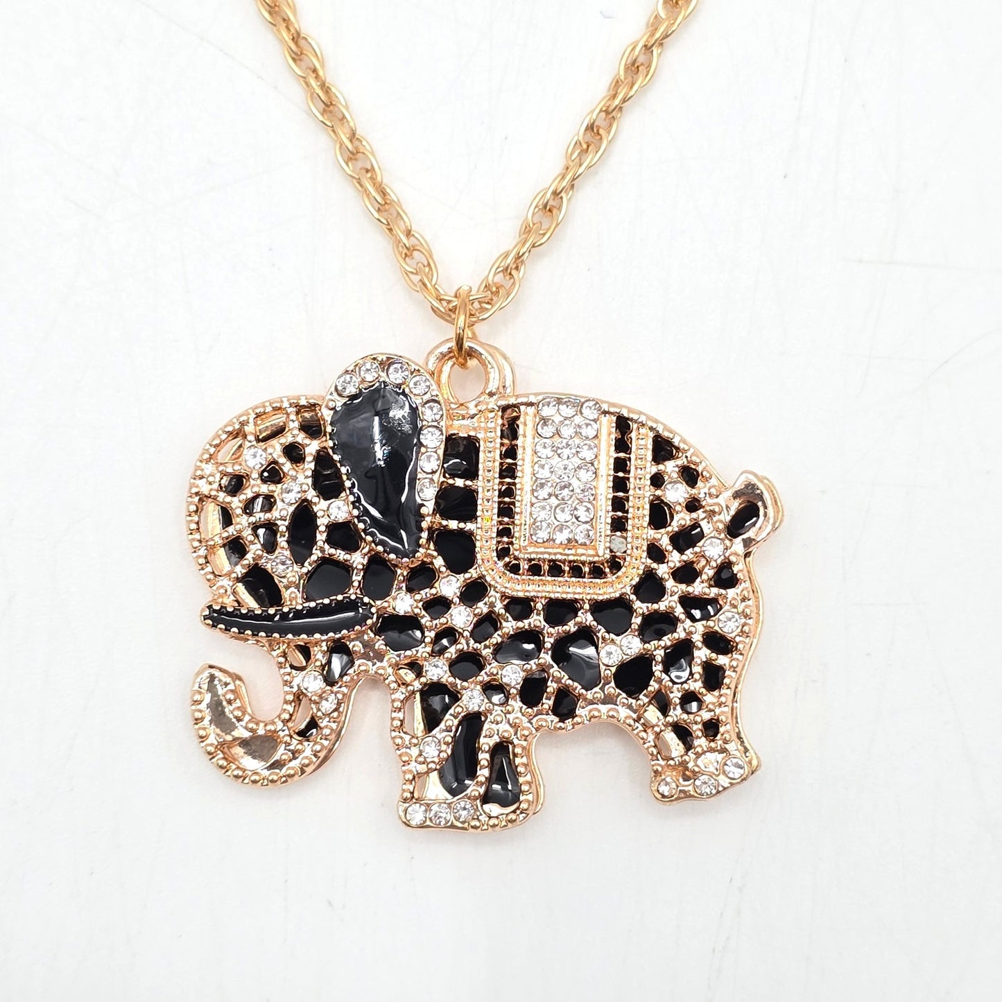 Elephant Rose Gold Long Chain Lobster Clasp Pendant Fashion Jewelry Necklace