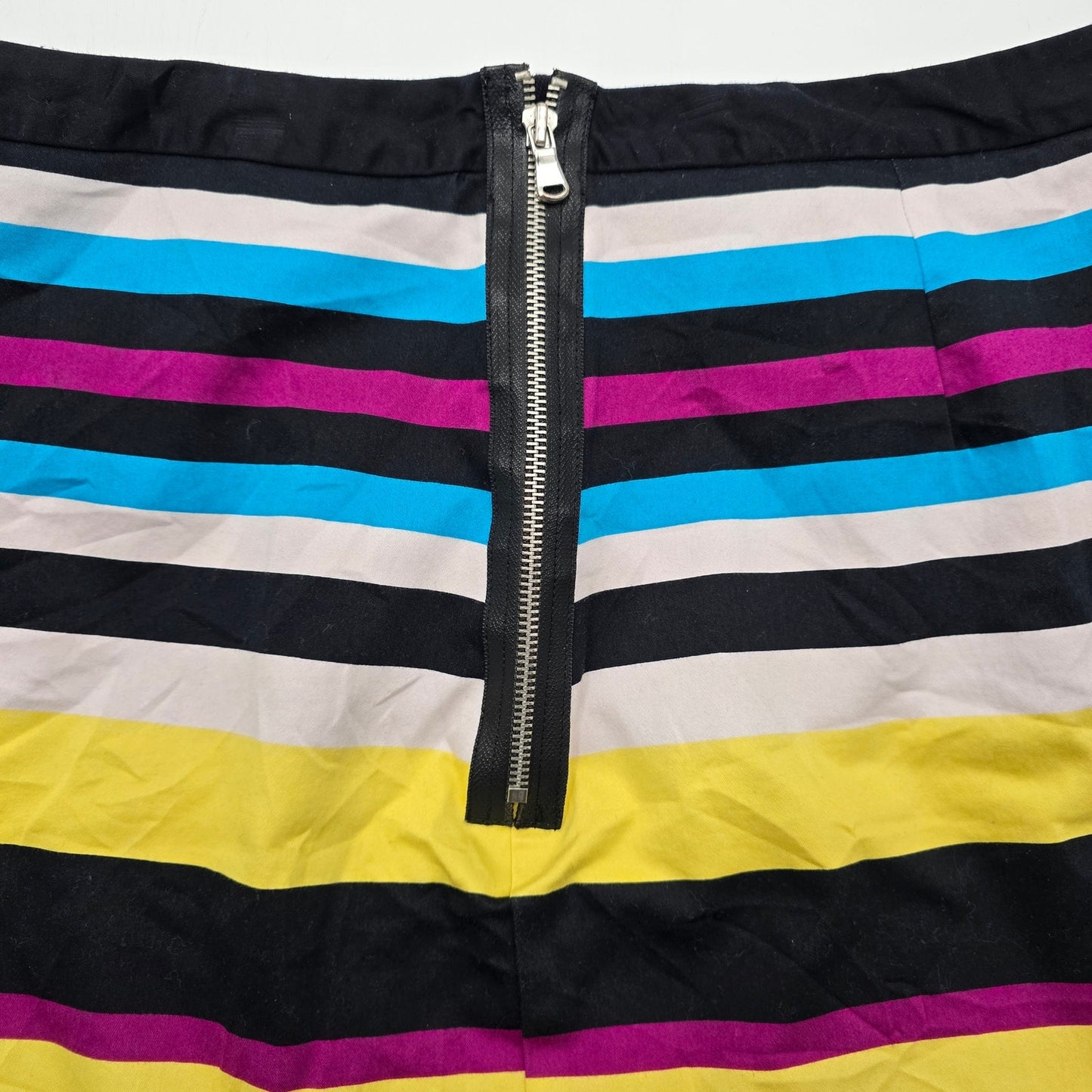 Worthington Black Yellow Stripe Zip Short Skirt Plus 18