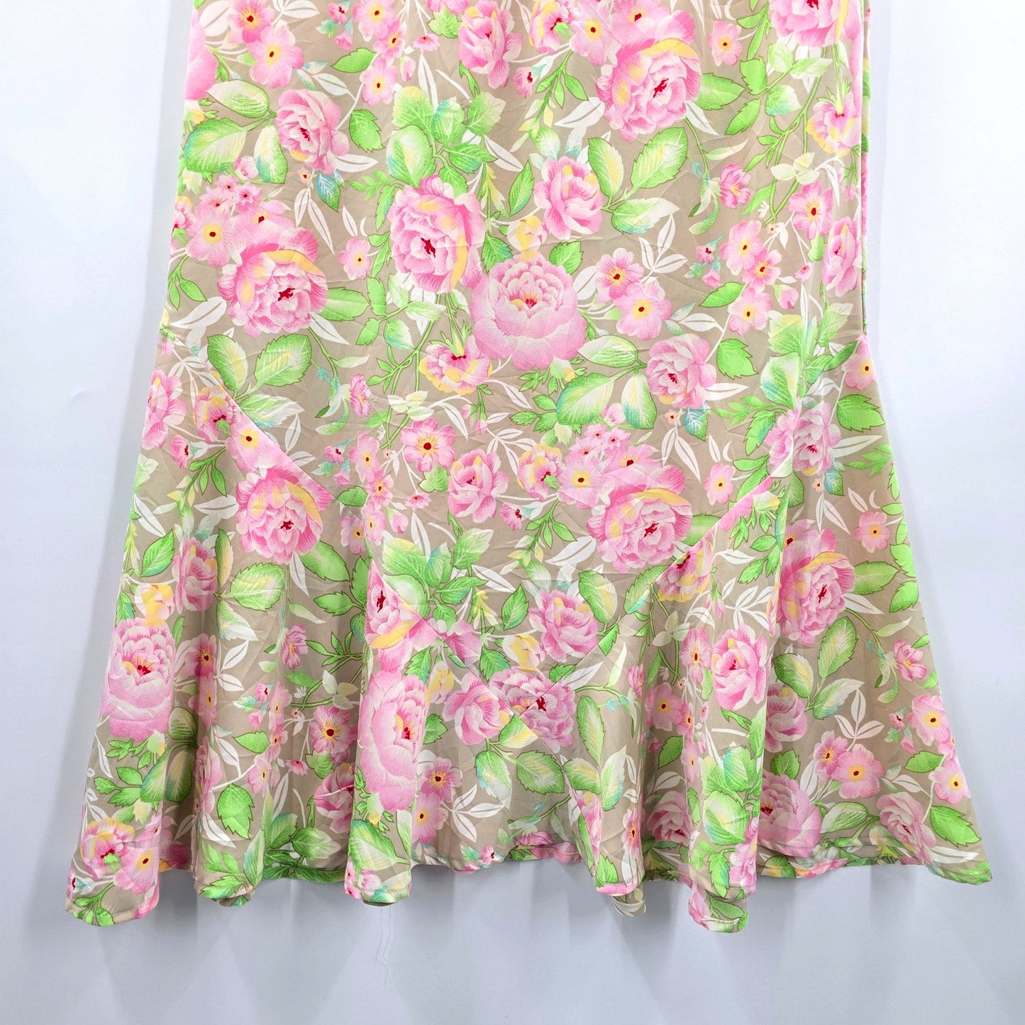 Sag Harbor Cream Pink Floral Midi Flare Skirt Bottom Plus 14