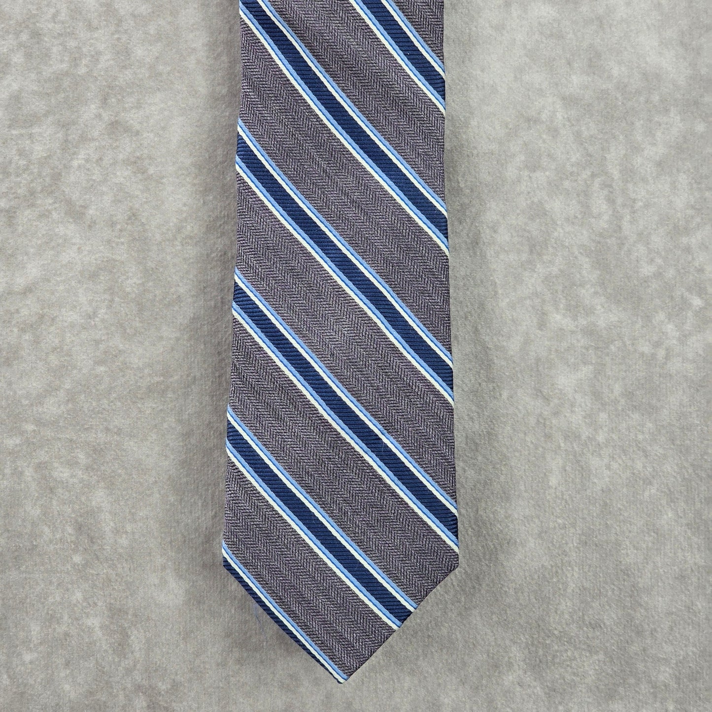 Joseph Abboud Gray Blue Striped Repp Geometric Silk Neck Tie Men's