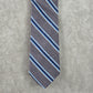 Joseph Abboud Gray Blue Striped Repp Geometric Silk Neck Tie Men's