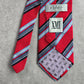 XMI Classic Red Blue Italy Stripe Repp Geometric Executive Silk Neck Tie Men's