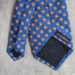 Lands' End Blue Floral Geometric 100% Silk Men's Neck Tie NWOT