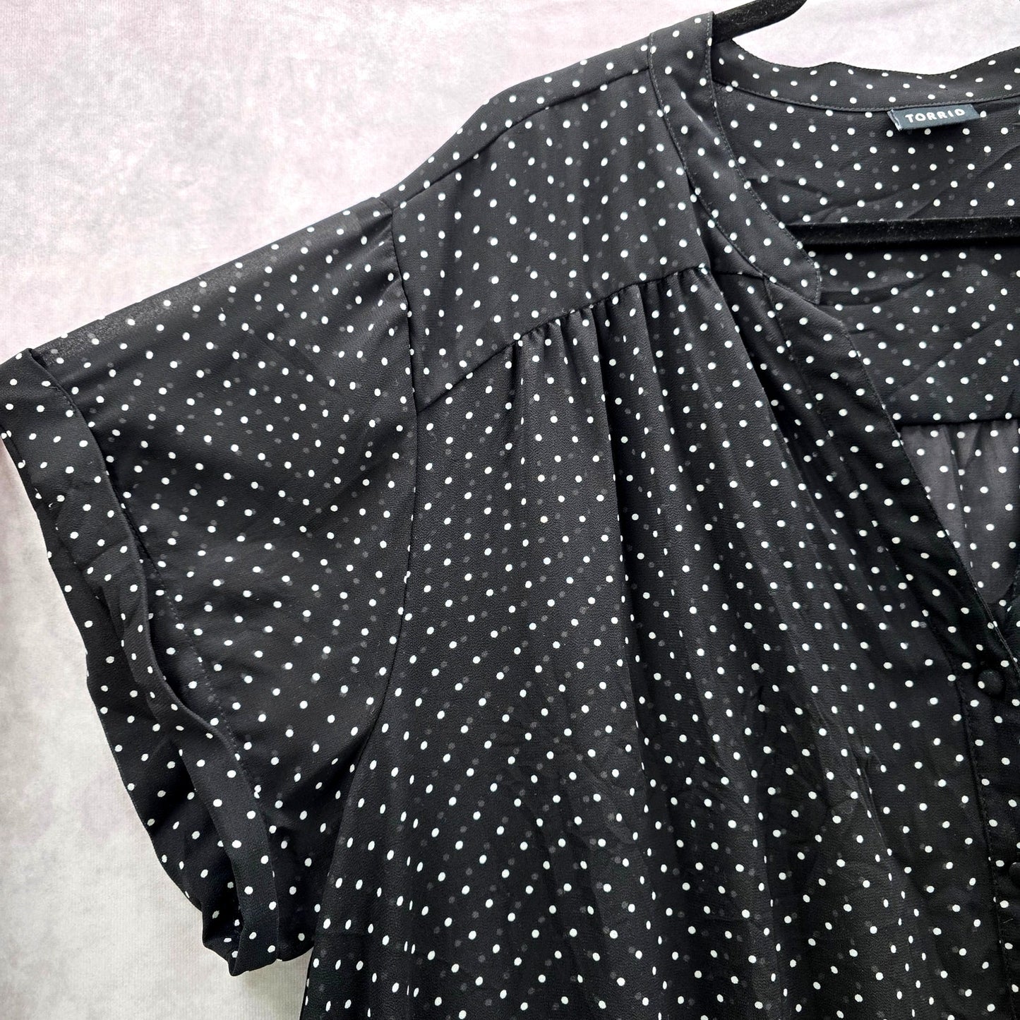 Torrid Black Sheer Polka Dot Blouse Shirt Top Plus Size 3XL