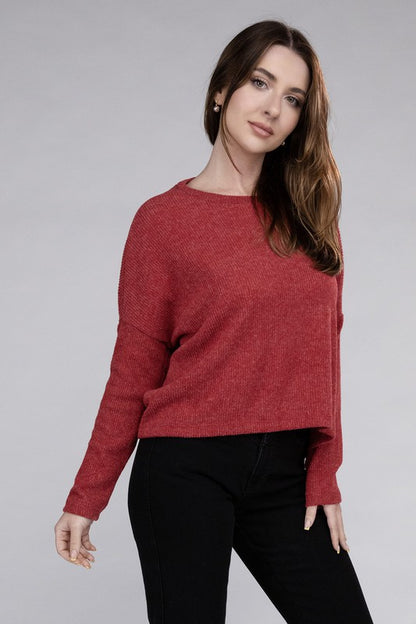 Ribbed Dolman Long Sleeve Sweater