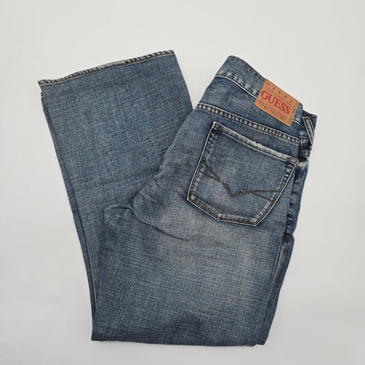 Guess Blue Denim Jeans Pants Bottom Men's Wide Bootcut 34x39