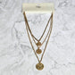 Edge Coin Stacked 3 Layer Chain Link Necklace NWT