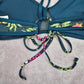 Xhilaration Green Floral Adjustable String Tie Padded Bikini Top Swimwear Medium