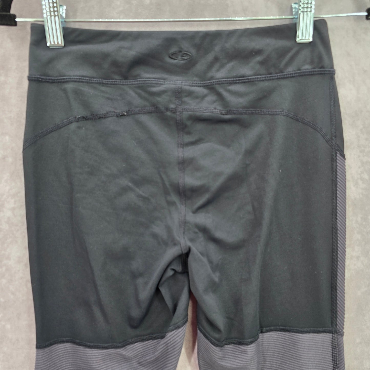 Champion Gray Black Stripe Cropped Active Legging Pants Bottoms Small