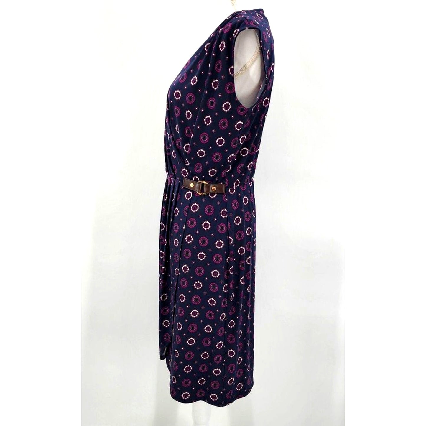 Michael Kors Purple Wrap Pattern Sleeveless Knee Length Dress Medium