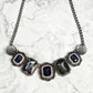 Zara Blue Gray Rhinestone Gem Chain Link Statement Necklace