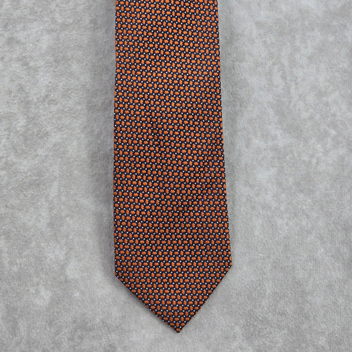 Sartoria Sarar Orange Blue Geometric Silk Italy Executive Neck Tie Men's