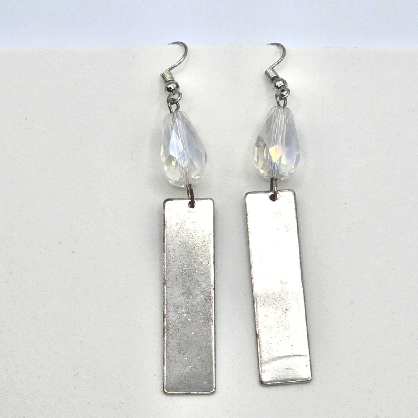 Zara Silver Tarnished Tone Bead Bar Dangle Hook Earrings Fashion Jewelry E25