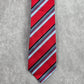 XMI Classic Red Blue Italy Stripe Repp Geometric Executive Silk Neck Tie Men's