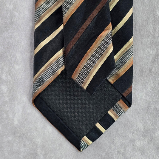 Sean John Black Stripe Brown Gold 100% Silk Men's Neck Tie NWOT