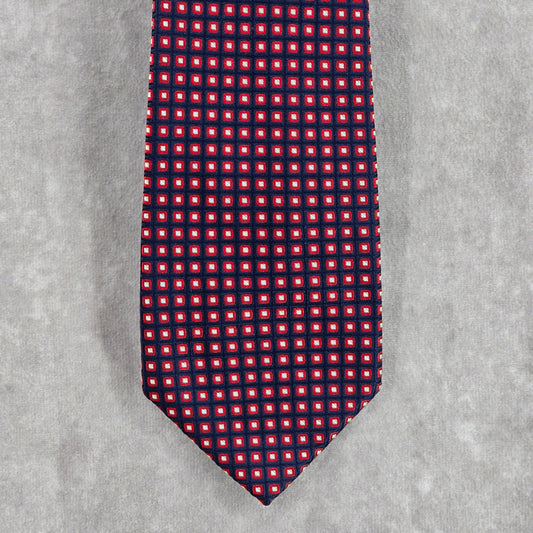 Nautica Red Blue White Dot Box Geometric 100% Silk Men's Neck Tie NWOT