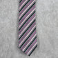 Geoffrey Beene Gray Pink Black Purple Stripe Geometric 100% Silk Neck Tie NWOT