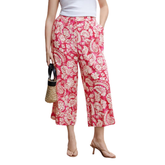 Mango Pink Floral Print Culotte Pants NWT XXL