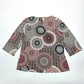 Valerie Stevens Black Red Floral Circle Patterned L Blouse Top Shirt Large