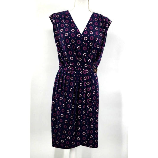 Michael Kors Purple Wrap Pattern Sleeveless Knee Length Dress Medium