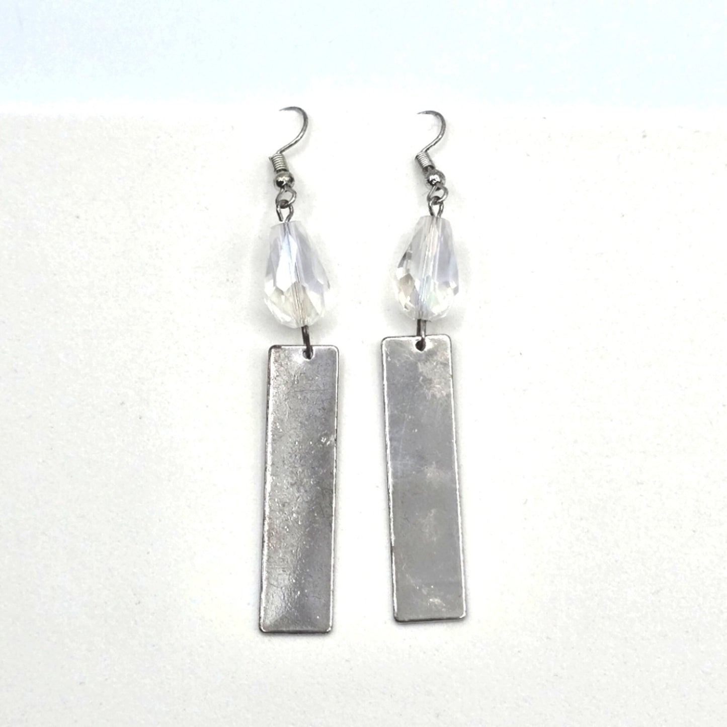 Zara Silver Tarnished Tone Bead Bar Dangle Hook Earrings Fashion Jewelry E25