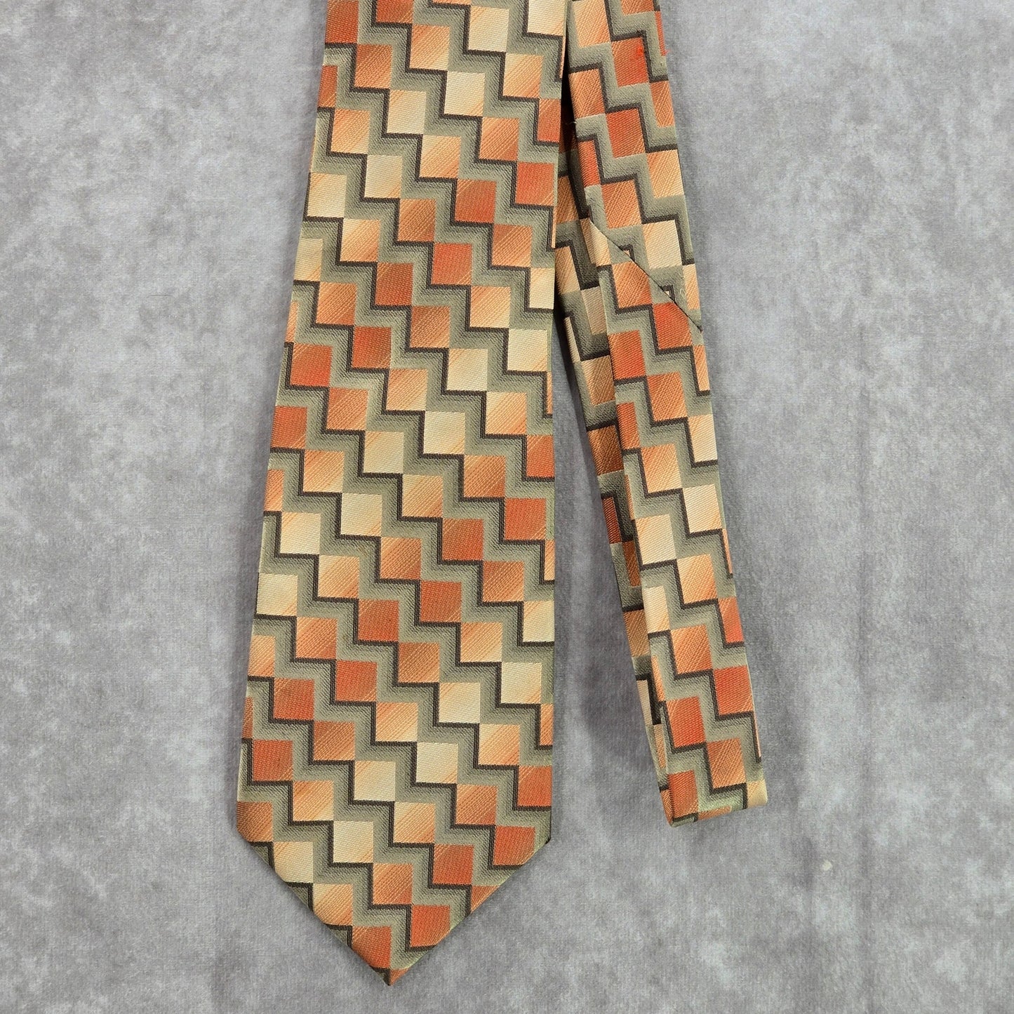 Arrow Gray Orange Brown Box Stair Geometric 100% Silk Men's Neck Tie NWOT