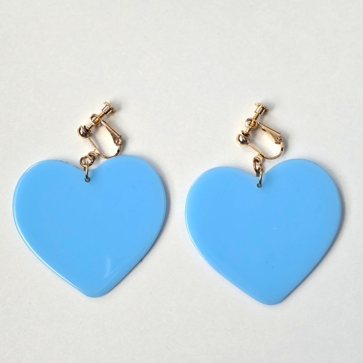 Zara Blue Heart Clip Fashion Jewelry Earrings NWT E108