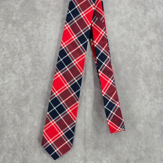 J. Crew Red Blue White Plaid 100% Cotton Men's Neck Tie NWOT