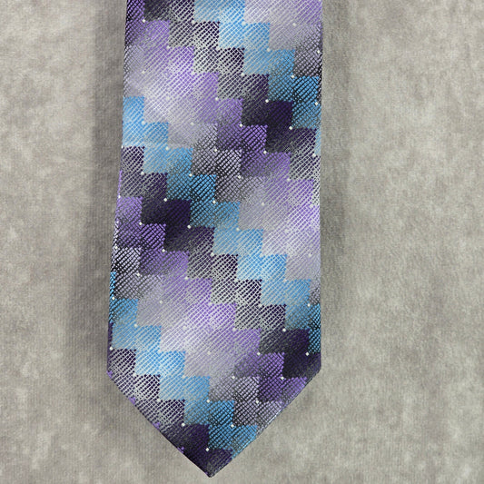 Van Heusen Purple Gray Blue Stair Geometric 100% Polyester Men's Neck Tie NWOT