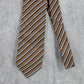 Stafford Performance Brown Blue White Stripe 100% Silk Men's Neck Tie NWOT