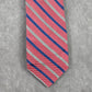 Stafford Red Blue Silver Stripe Repp Geometric 100% Silk Men's Neck Tie NWOT