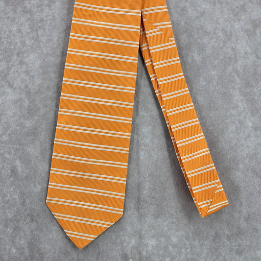 Brooks Brothers Makers Orange Stripe Pure Silk Italy Men's Neck Tie NWOT