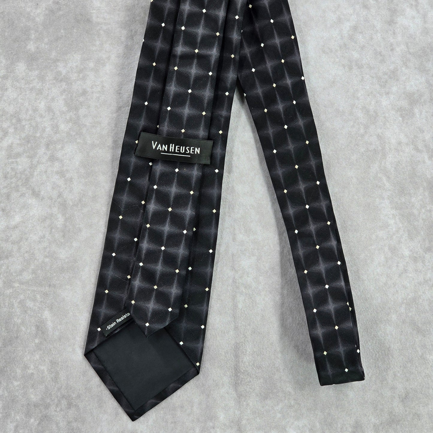 Van Heusen Black Geometric Star Stain Resistant 100% Silk Men's Neck Tie NWOT