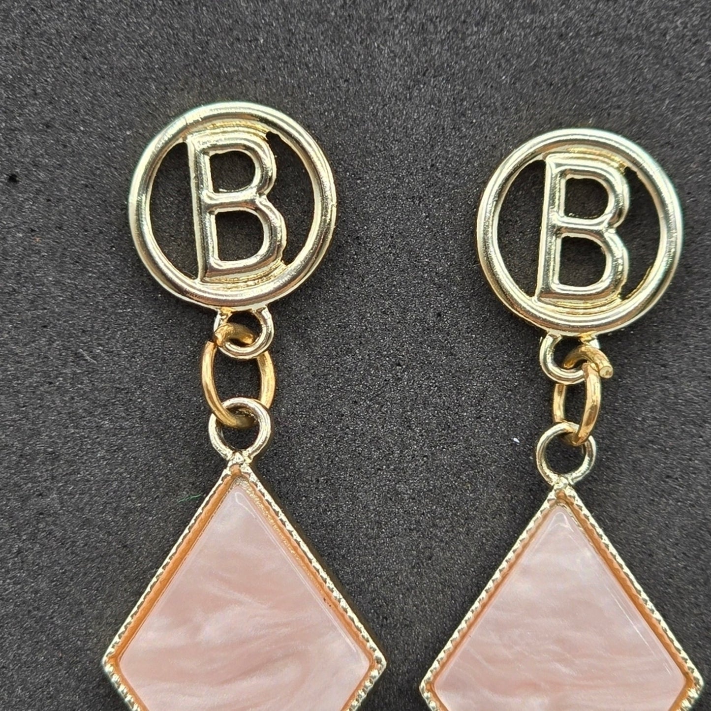 Zara Pink B Gold Diamond Dangle Earrings Fashion Jewelry E32